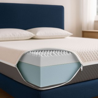 Materasso molle insacchettate e memory a zone. Alto 25 cm, molle indipendenti e tessuto anallergico sfoderabile - MOD. GEN Z