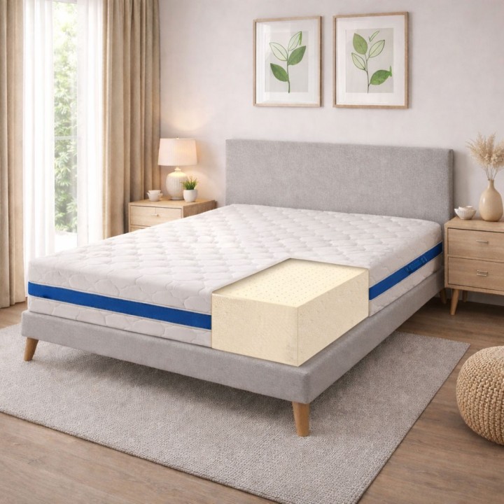 Materasso 100% Lattice alto 20 cm con tessuto anallergico Sfoderabile MOD. GREEN LATEX