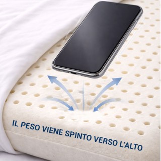 Cuscino 100% schiuma di lattice alto 10/11 cm C.a. salutare, fresco e traspirante