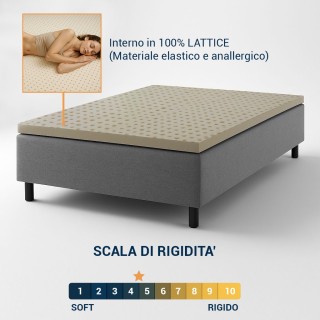 Topper 100% lattice a zone Alto 4 cm con tessuto sfoderabile Antimicrobico